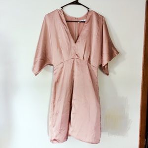 V-neck Rose gold dress